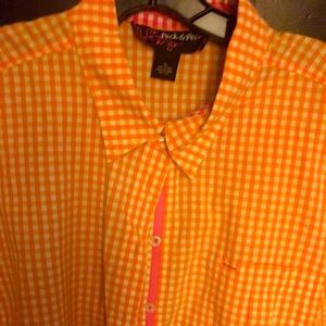 Orange Checkered Button Down Shirt